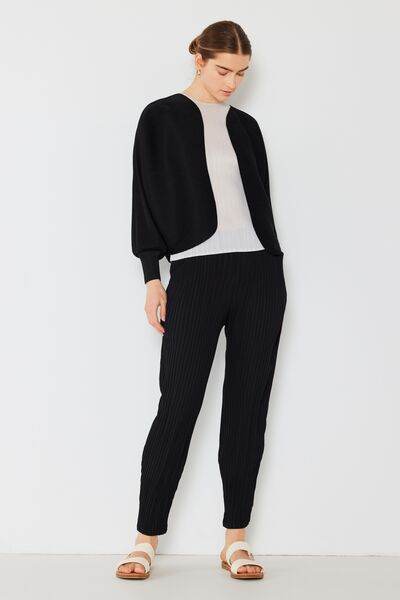 Marina West Swim Rib Pleated Puff Sleeve Bolero Cardigan - DaTrendStore.Com