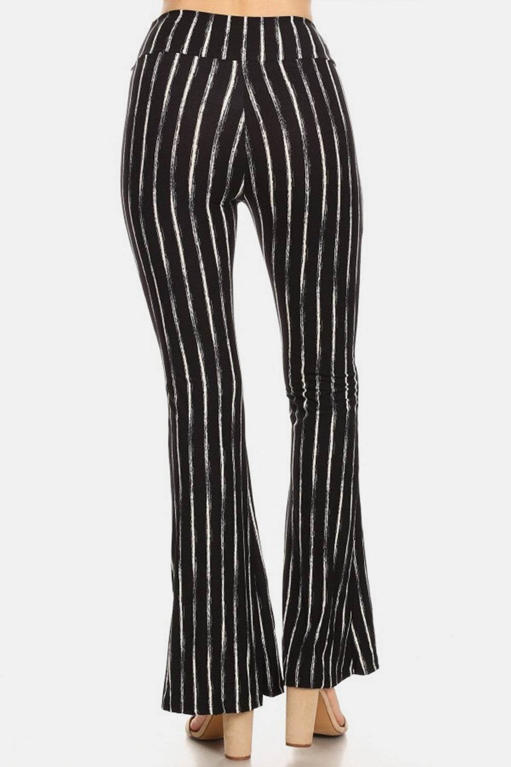 Leggings Depot Striped High Waist Flare Pants - DaTrendStore.Com