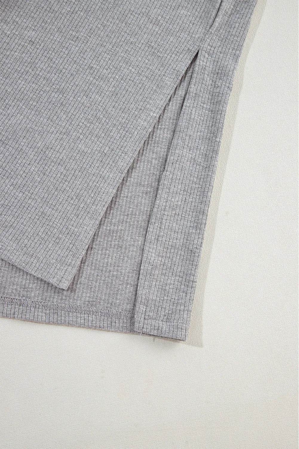 Slit Round Neck Top and Shorts Set - DaTrendStore.Com