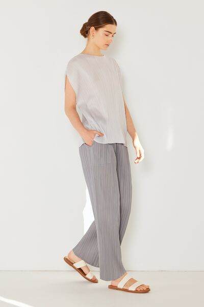 Marina West Swim Rib Pleated Oversized Dolman Sleeve Top - DaTrendStore.Com
