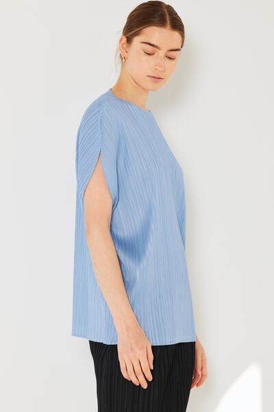 Marina West Swim Rib Pleated Oversized Dolman Sleeve Top - DaTrendStore.Com