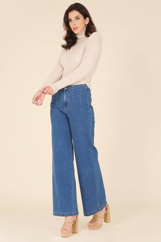 Wool blended mock neck sheer sweater - DaTrendStore.Com