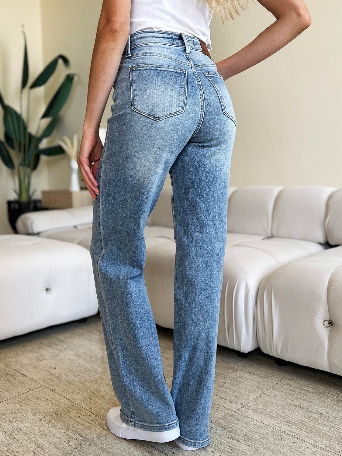 Judy Blue Full Size High Waist Wide Leg Jeans - DaTrendStore.Com