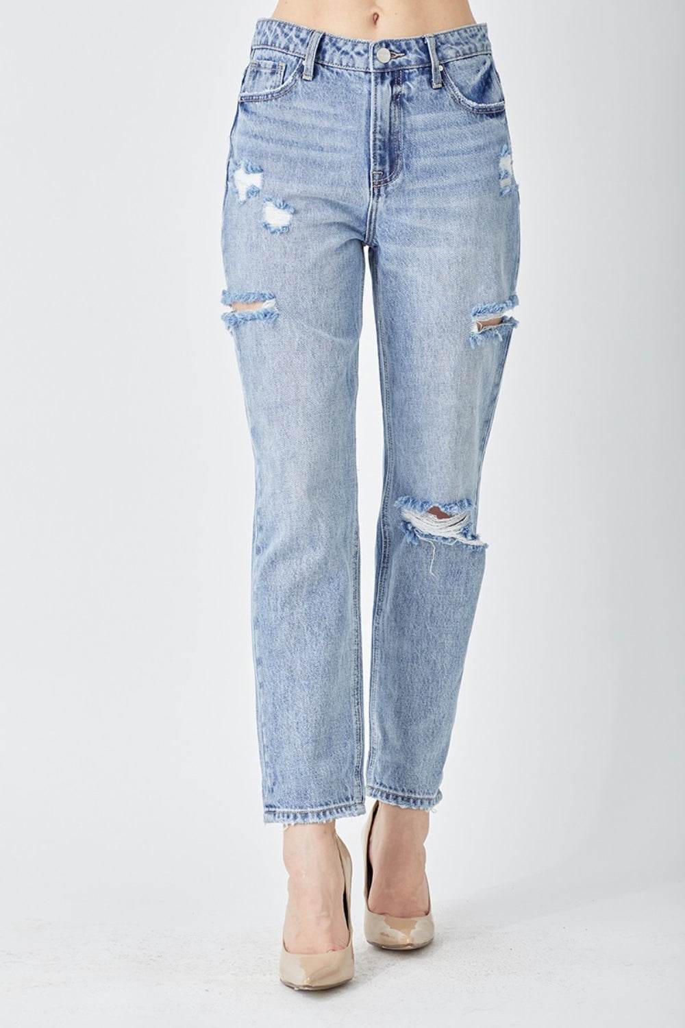 RISEN Distressed Slim Cropped Jeans - DaTrendStore.Com