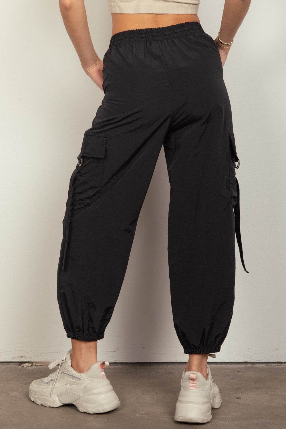 VERY J Elastic Waist Woven Cargo Pants - DaTrendStore.Com
