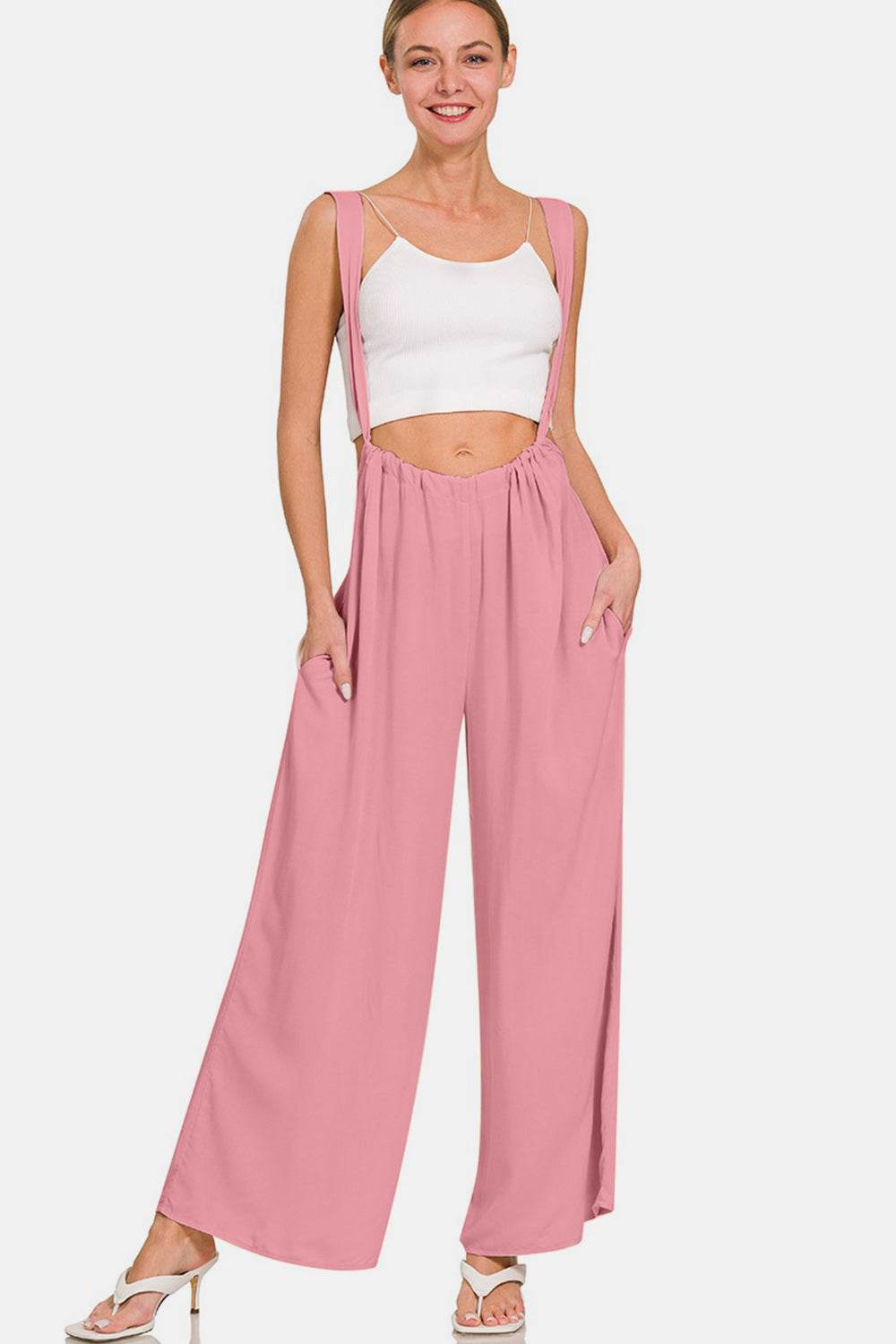 Zenana Pocketed Wide Strap Wide Leg Overalls - DaTrendStore.Com