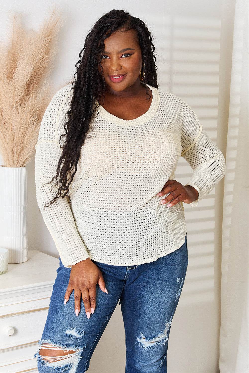 Culture Code Full Size Scoop Neck Patch Pocket Top - DaTrendStore.Com