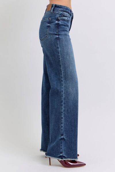 Judy Blue Full Size Raw Hem Mid Rise Jeans - DaTrendStore.Com