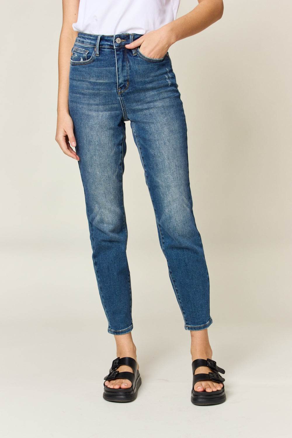 Judy Blue Full Size Tummy Control High Waist Slim Jeans - DaTrendStore.Com