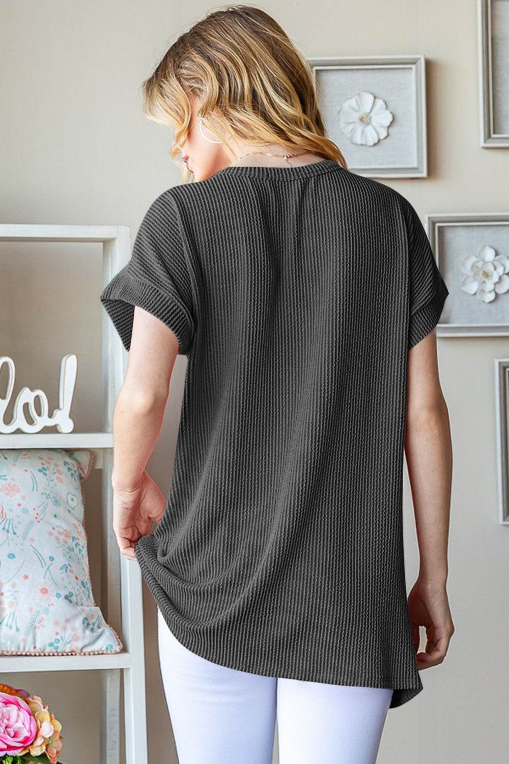 Heimish Full Size USA Graphic Short Sleeve Ribbed Top - DaTrendStore.Com