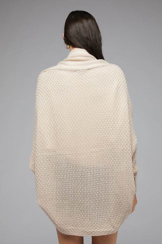 Pattern Knit Dolman Sleeve Solid Slouch Cardigan - DaTrendStore.Com
