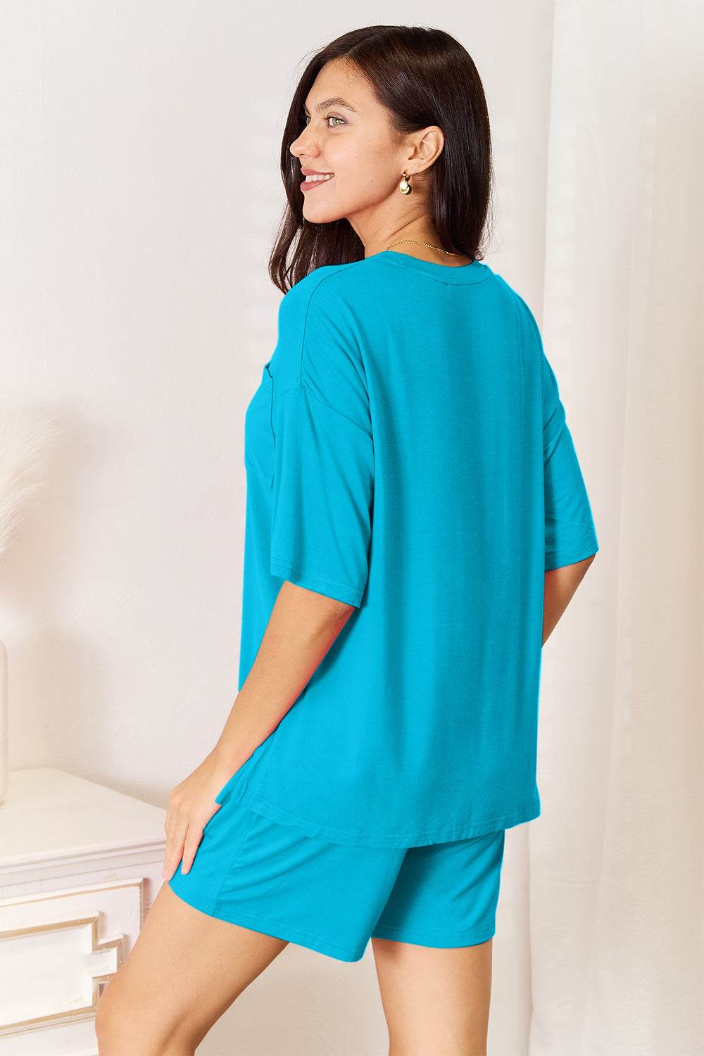 Basic Bae Full Size Soft Rayon Half Sleeve Top and Shorts Set - DaTrendStore.Com