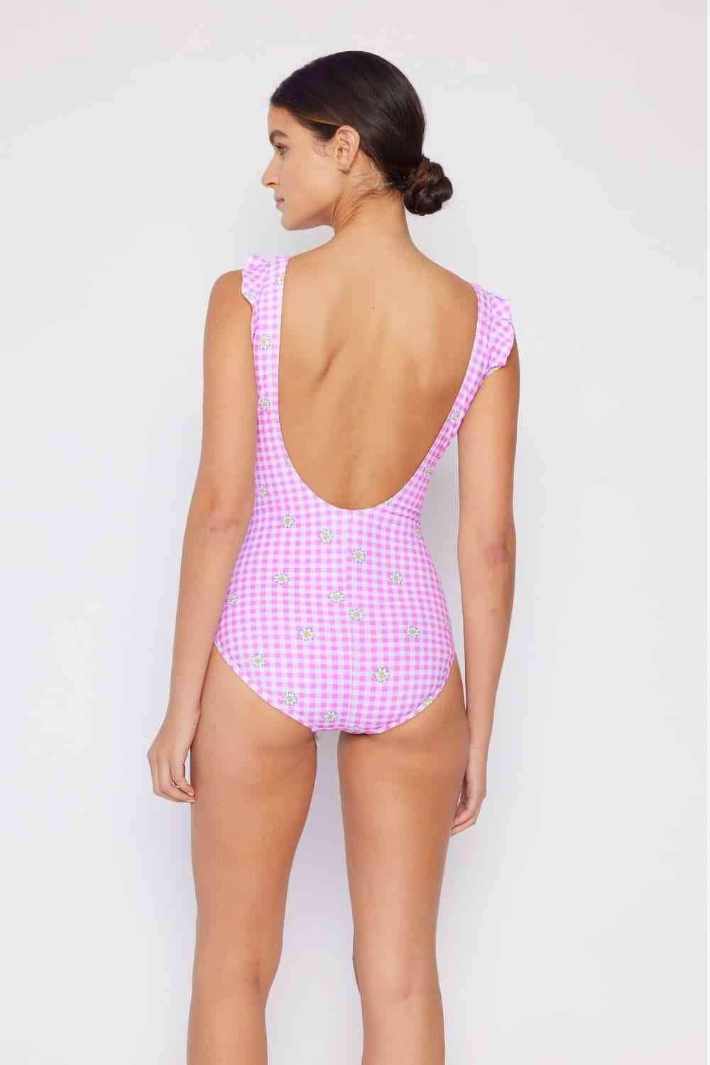 Marina West Swim Full Size Float On Ruffle Faux Wrap One-Piece in Carnation Pink - DaTrendStore.Com