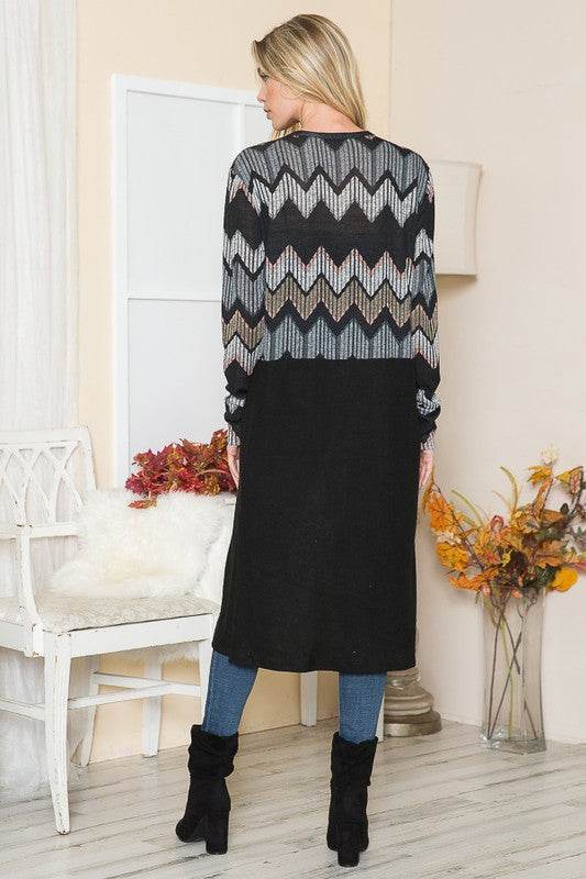 Mixed Media Maxi Cardigan - DaTrendStore.Com
