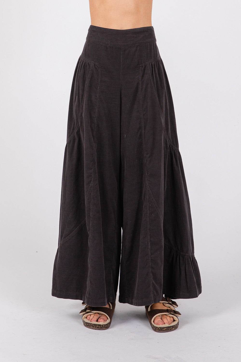SAGE + FIG High Rise Corduroy Wide Leg Pants - DaTrendStore.Com