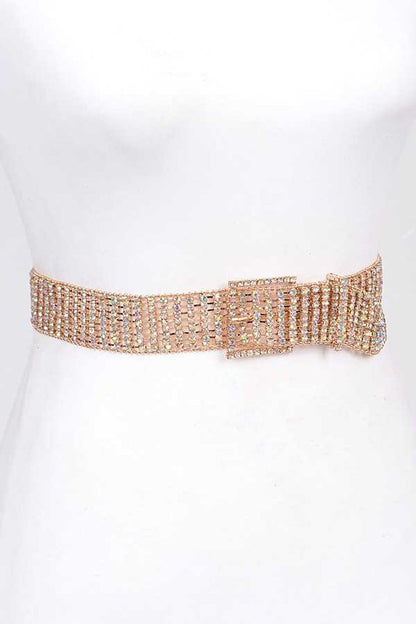 Statement Rhinestone Buckle Chain Belt