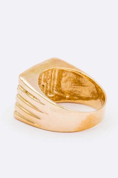 Crystal Square Unisex Gold Ring