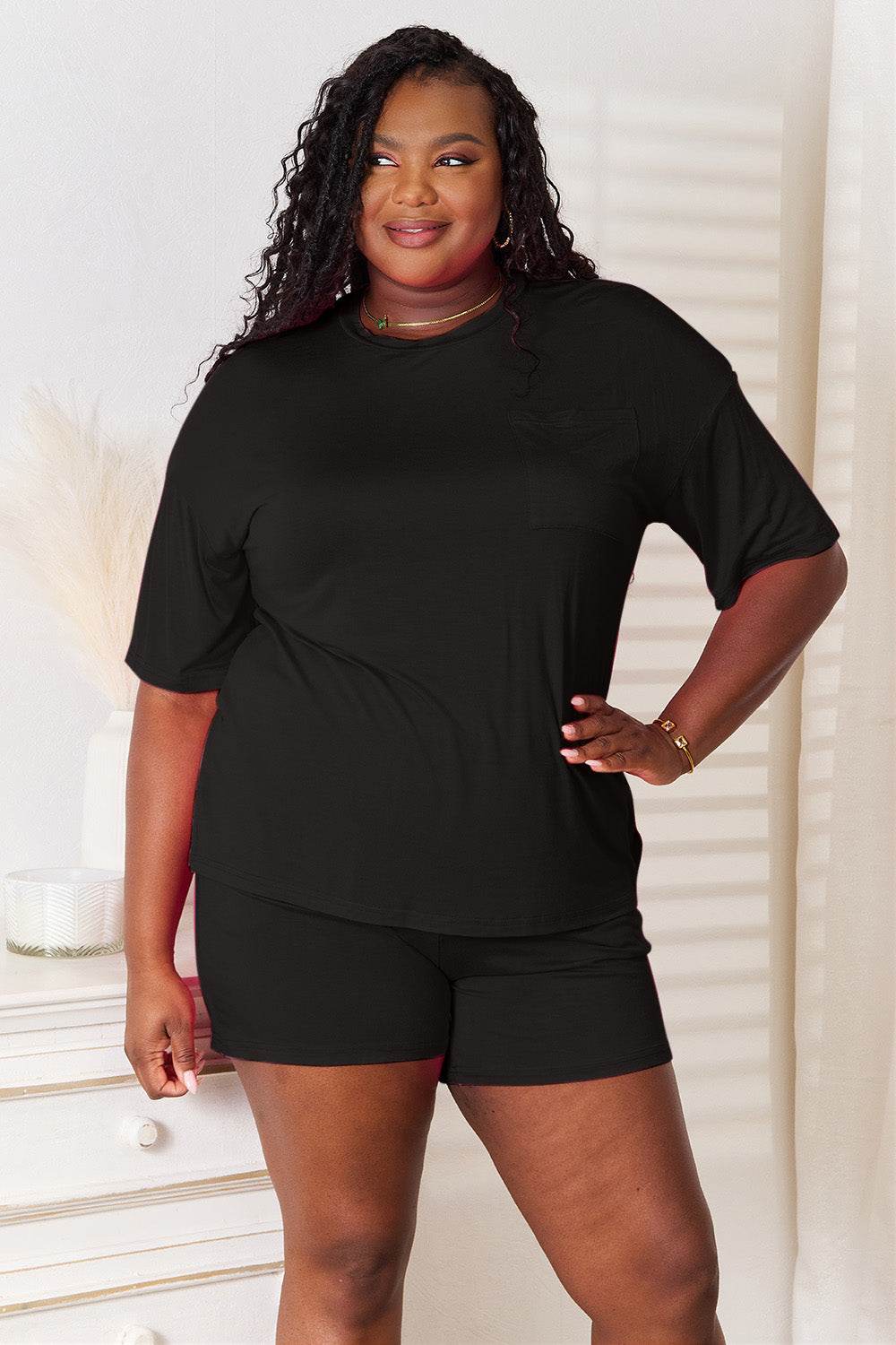 Basic Bae Full Size Soft Rayon Half Sleeve Top and Shorts Set - DaTrendStore.Com