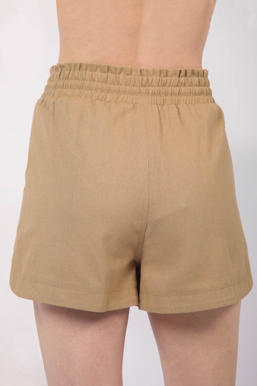 VERY J Drawstring Elastic Waist Linen Shorts - DaTrendStore.Com