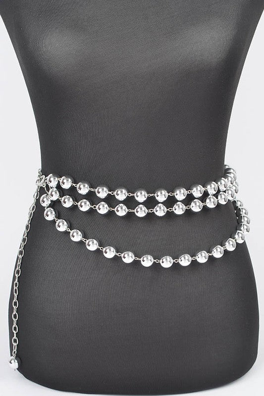 Layered Metallic CCB Beads Iconic Chain Belt