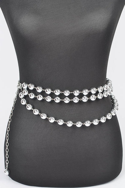 Layered Metallic CCB Beads Iconic Chain Belt