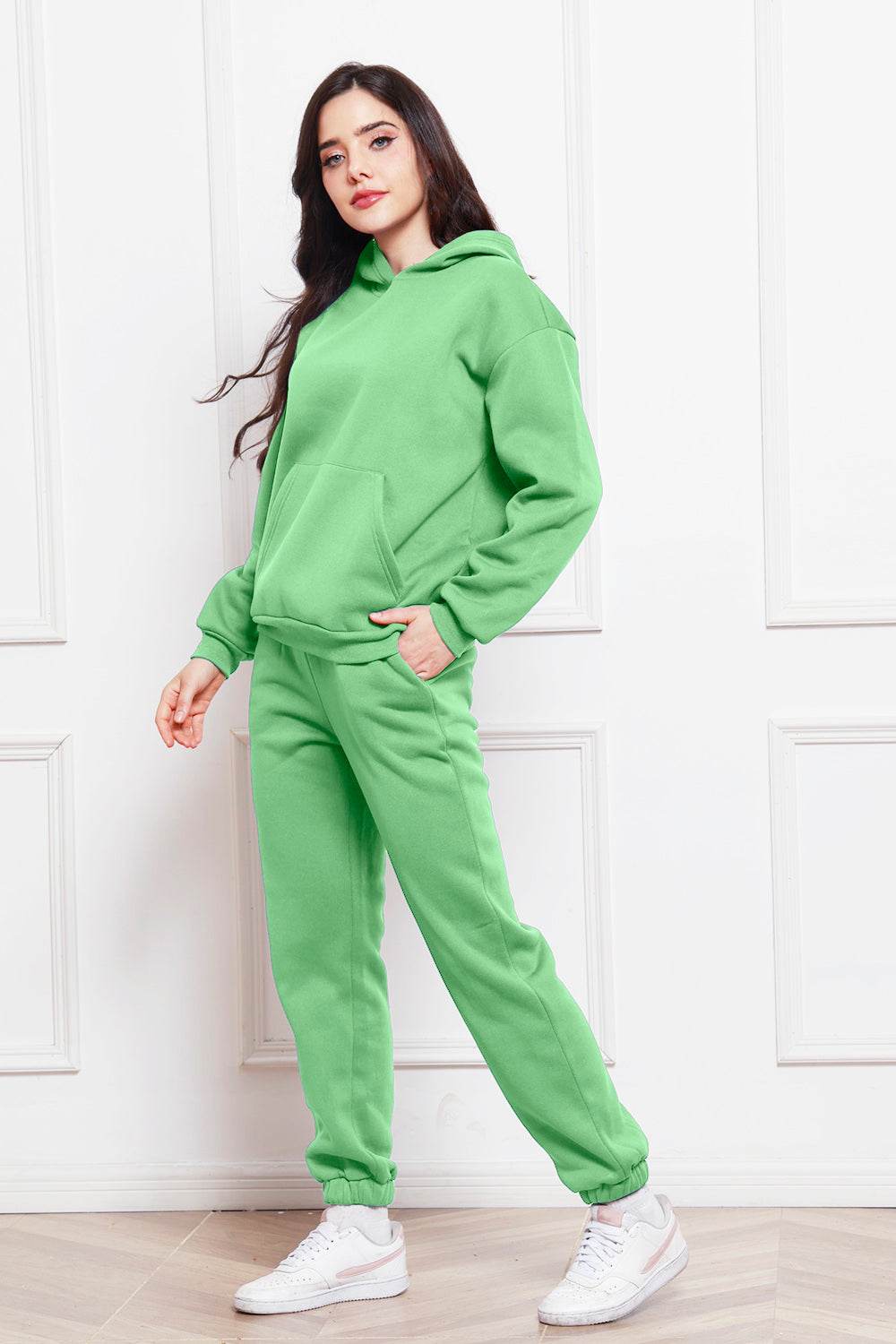 Drop Shoulder Long Sleeve Hoodie and Pants Set - DaTrendStore.Com