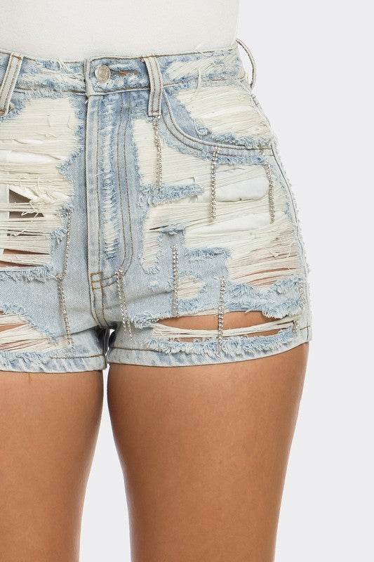 Rebel Spirit Distressed Denim Shorts - DaTrendStore.Com