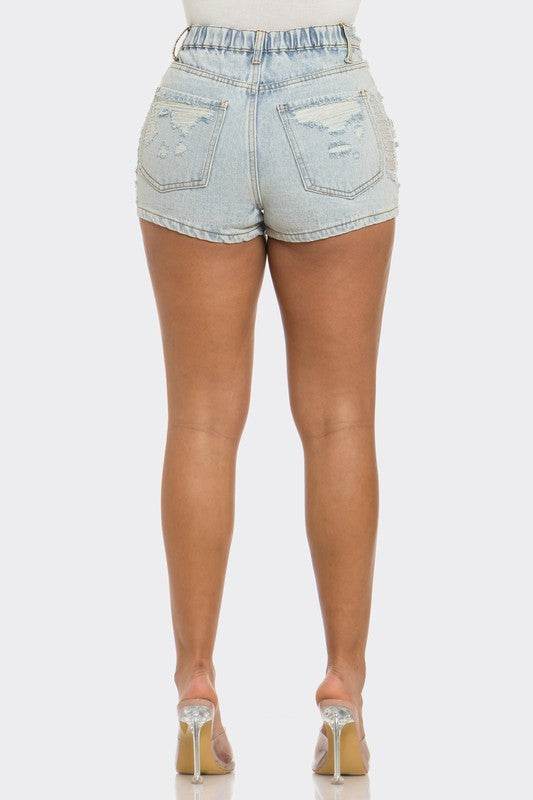 Rebel Spirit Distressed Denim Shorts - DaTrendStore.Com