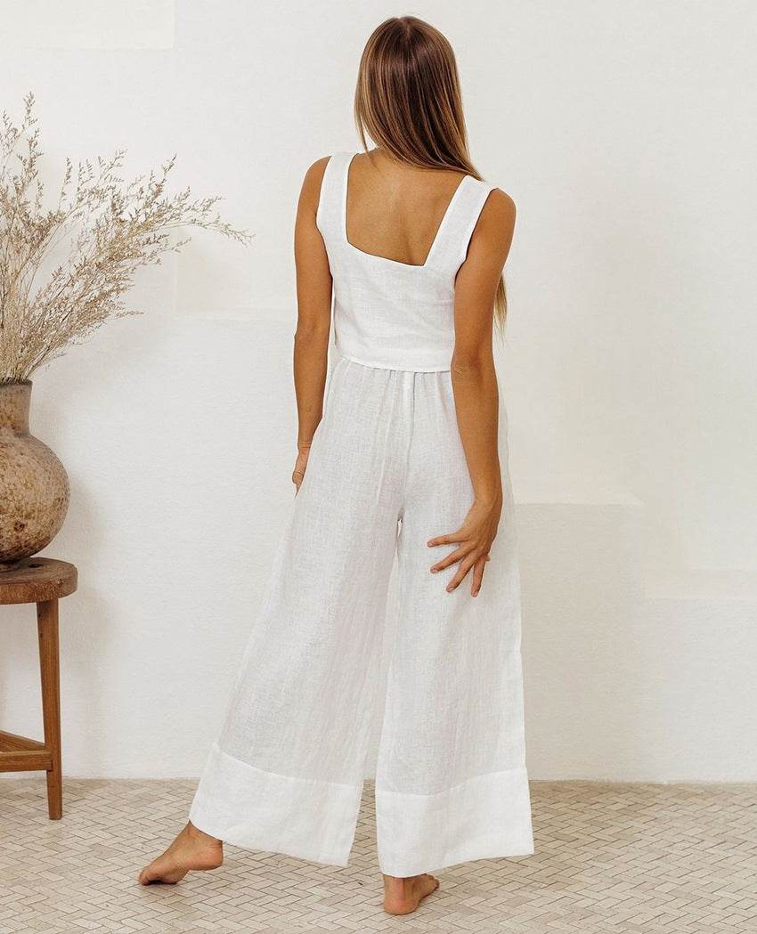 Square Neck Sleeveless Top and Pants Set - DaTrendStore.Com