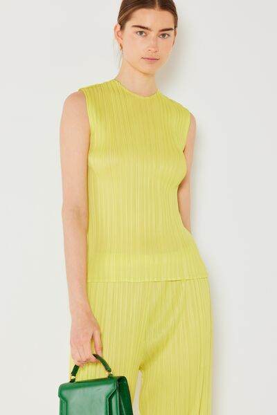 Marina West Swim Pleated Sleeveless Crewneck Tank - DaTrendStore.Com