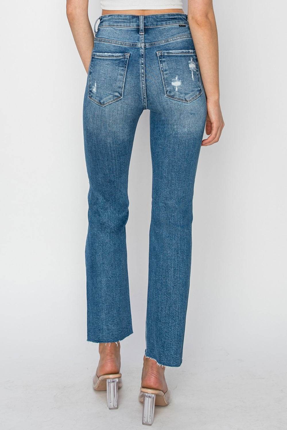 RISEN High Rise Distressed Ankle Jeans - DaTrendStore.Com