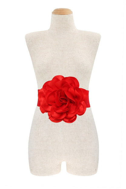 Chiffon Big Flower Charm Elastic Belt