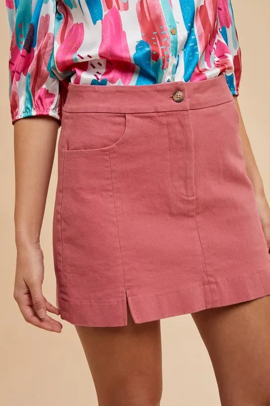 Annie Wear Rose Cotton Slit Mini Skirt