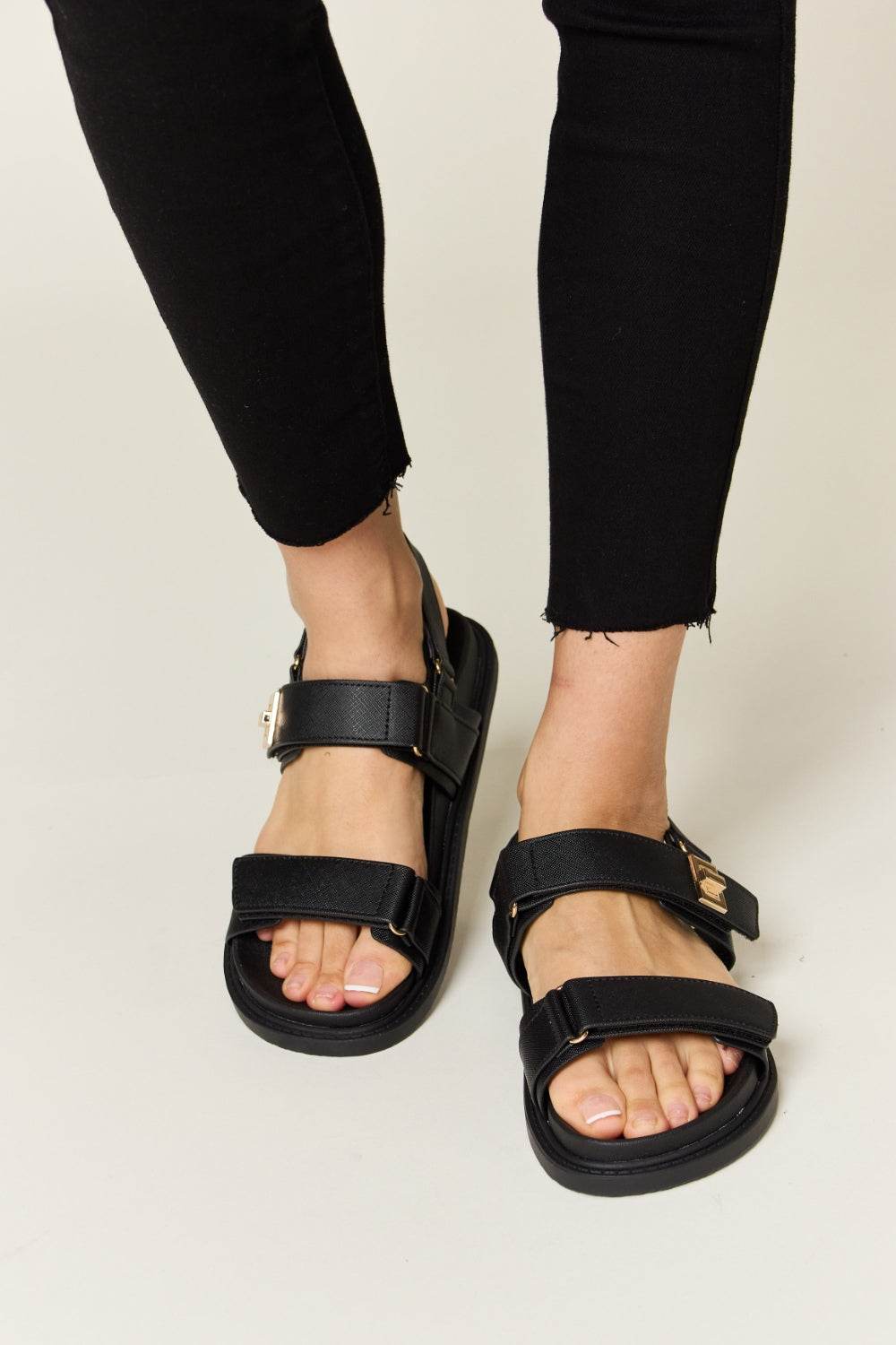 WILD DIVA Velcro Double Strap Slingback Sandals - DaTrendStore.Com