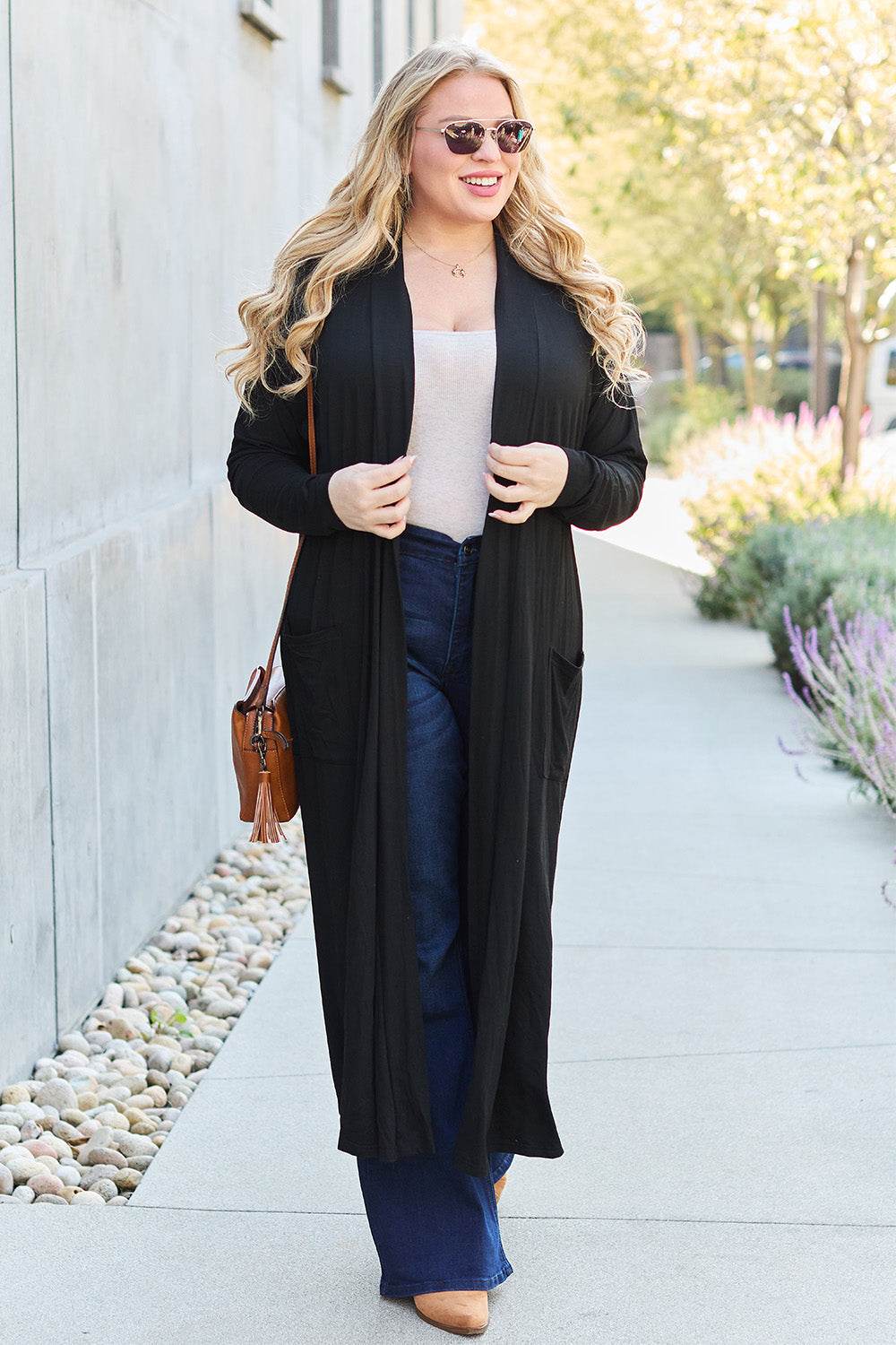 Basic Bae Full Size Open Front Long Sleeve Cover Up - DaTrendStore.Com