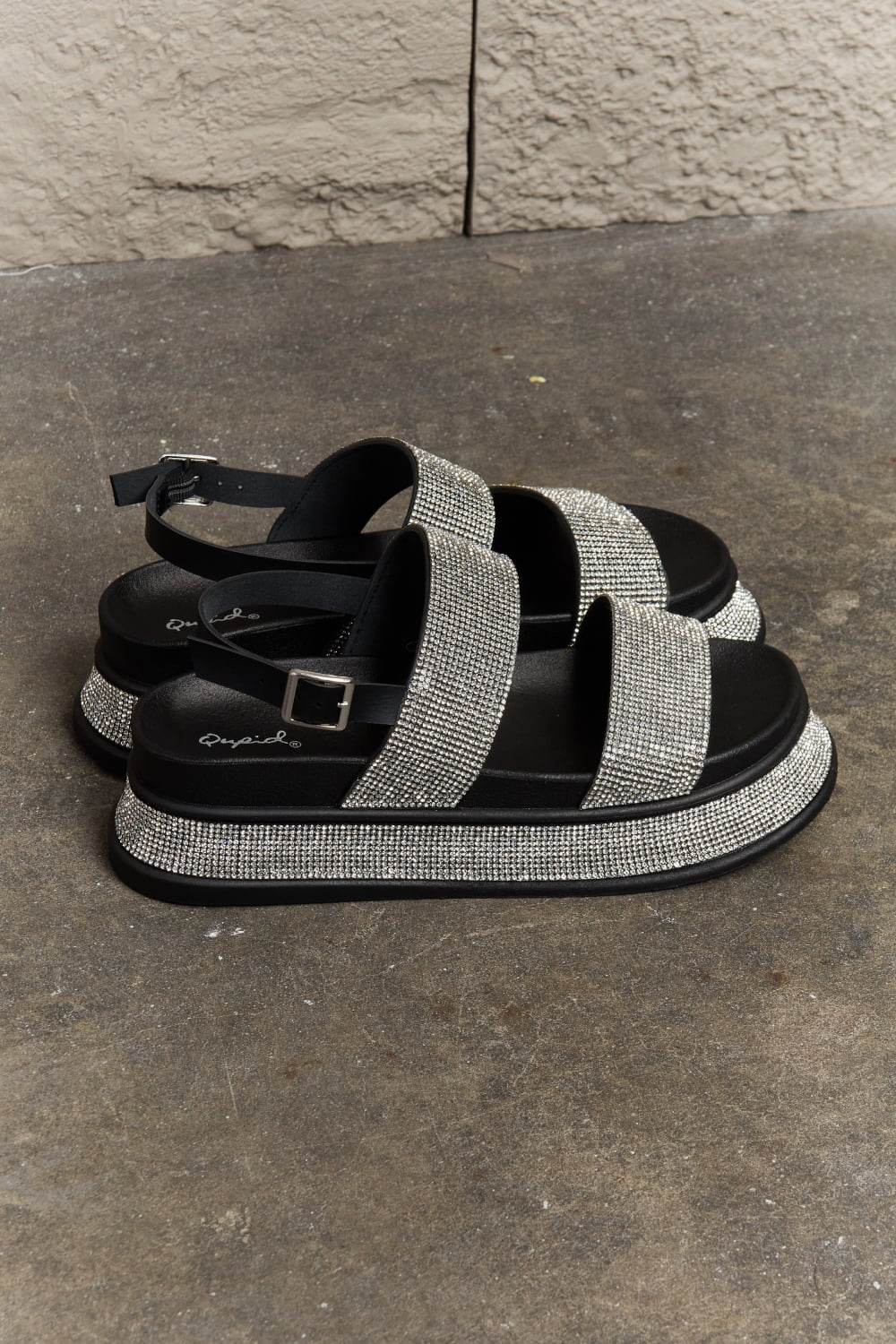 Qupid Shine On Platform Rhinestone Slingback Sandal - DaTrendStore.Com