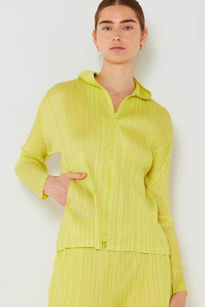 Marina West Swim Pleated Hood Jacket with 2 Way Zipper - DaTrendStore.Com