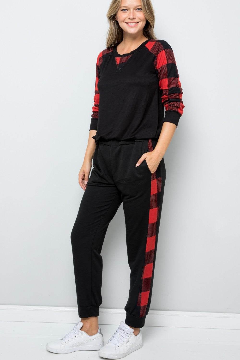 Celeste Design Full Size Plaid Side Print Sweatpants - DaTrendStore.Com
