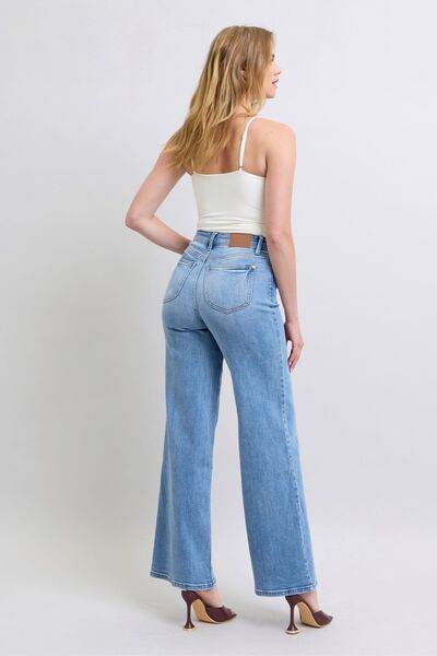 Judy Blue Full Size Wide Leg Jeans with Pockets - DaTrendStore.Com