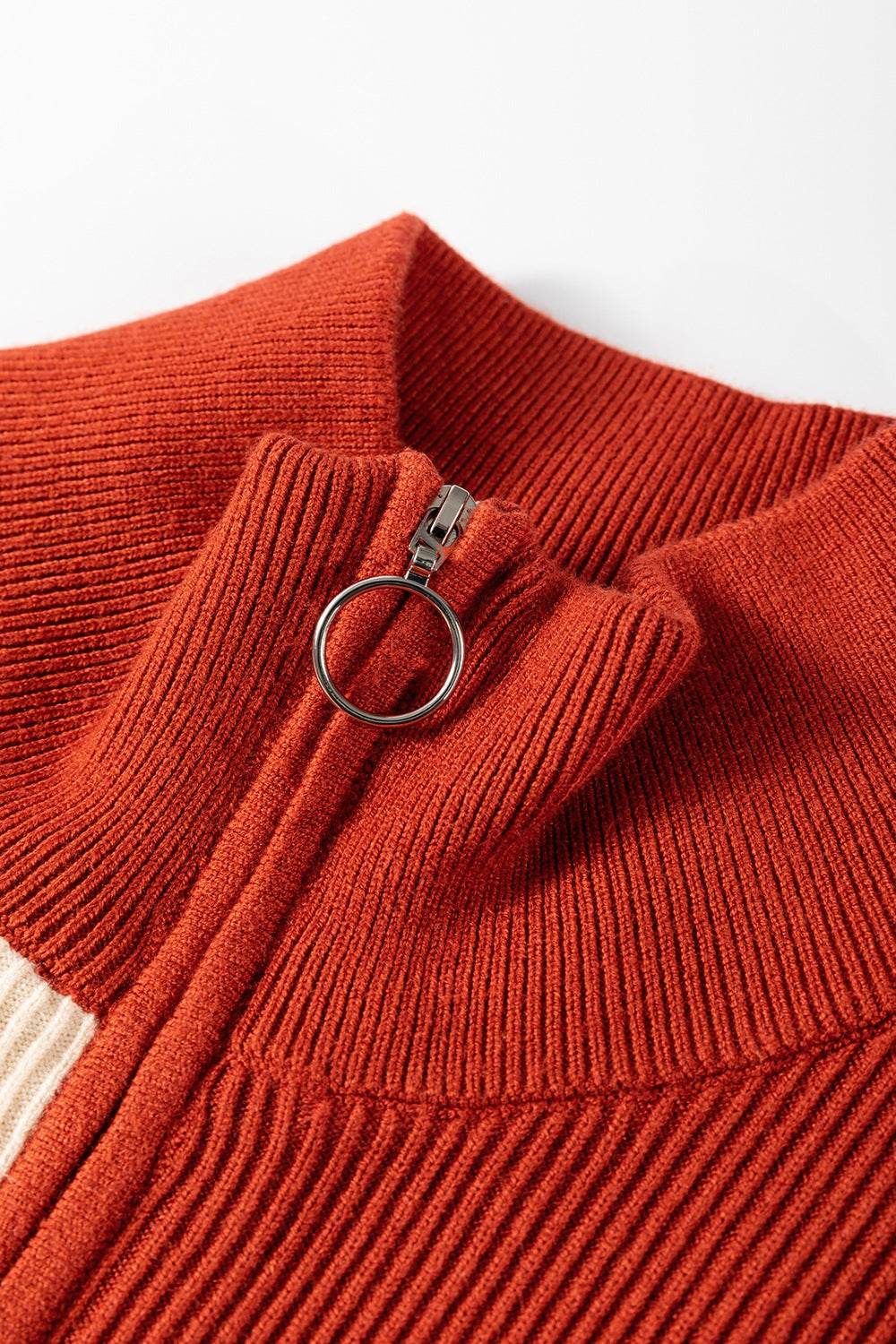 Striped Quarter Zip Cap Sleeve Sweater Dress - DaTrendStore.Com