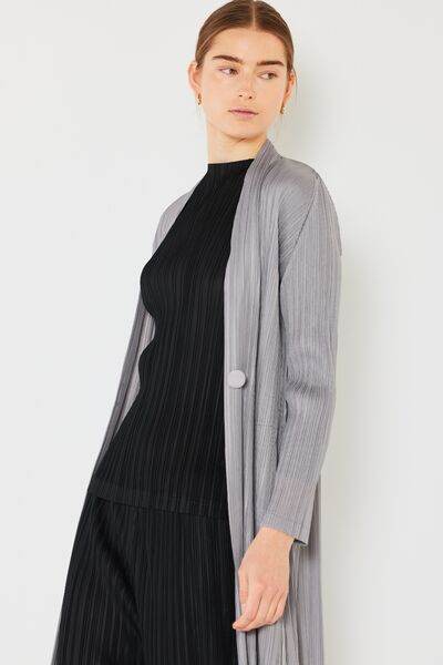 Marina West Swim Pleated Long Sleeve Cardigan - DaTrendStore.Com