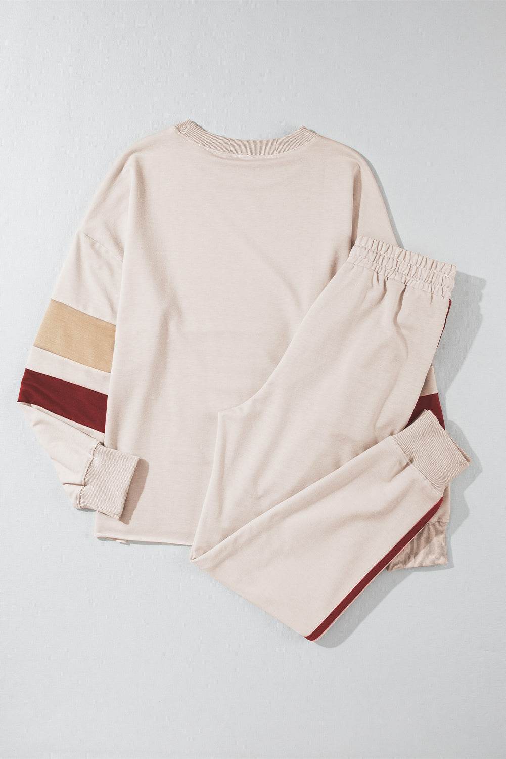 Striped Round Neck Sweatshirt and Drawstring Joggers Set - DaTrendStore.Com