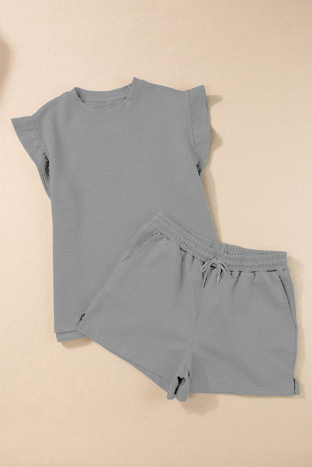 Slit Round Neck Top and Drawstring Shorts Set - DaTrendStore.Com