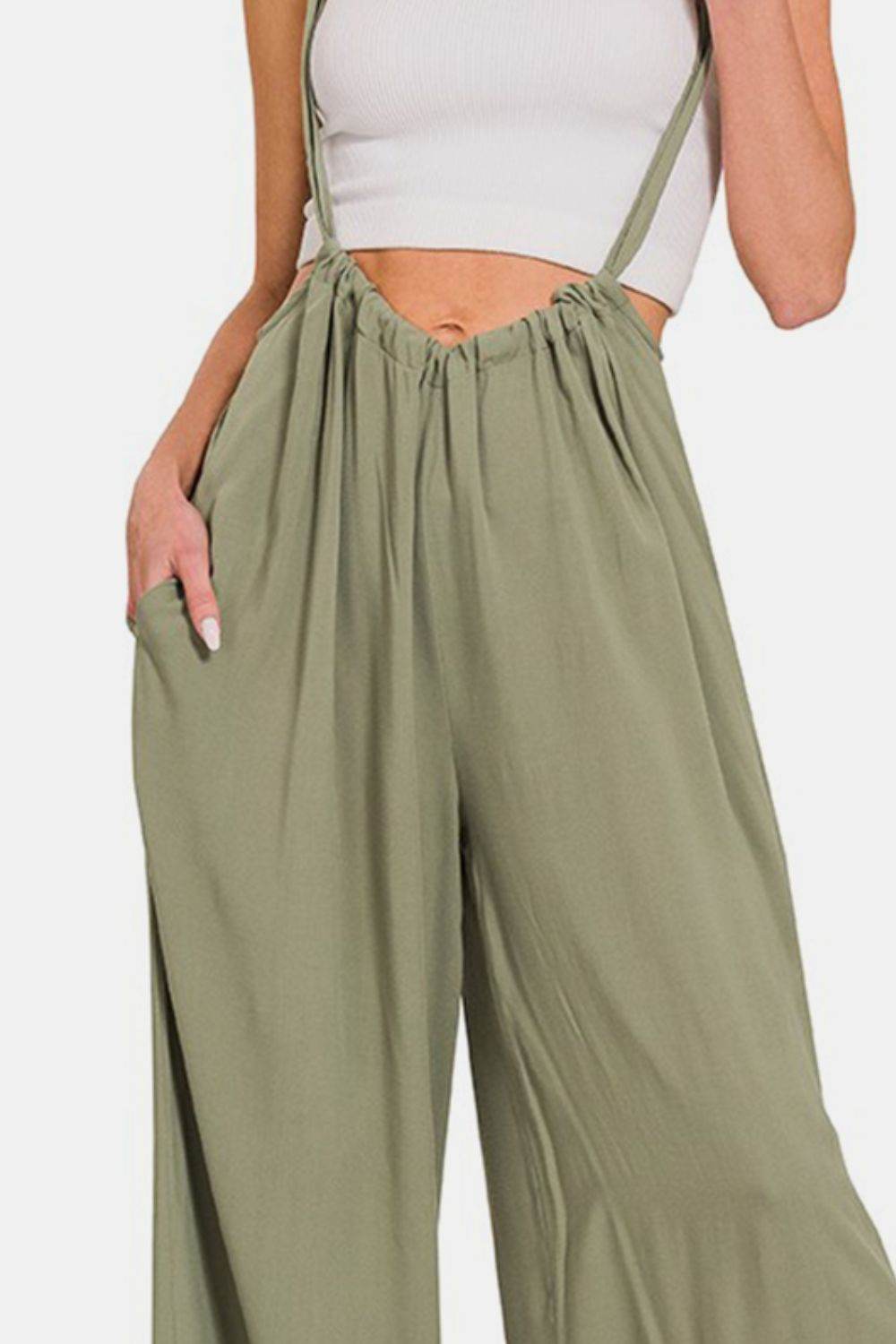 Zenana Pocketed Wide Strap Wide Leg Overalls - DaTrendStore.Com