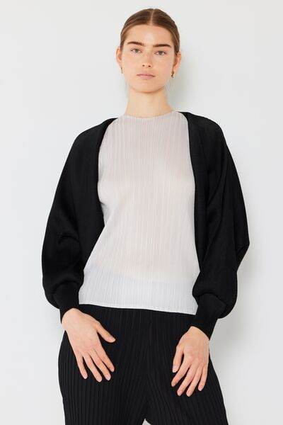 Marina West Swim Rib Pleated Puff Sleeve Bolero Cardigan - DaTrendStore.Com