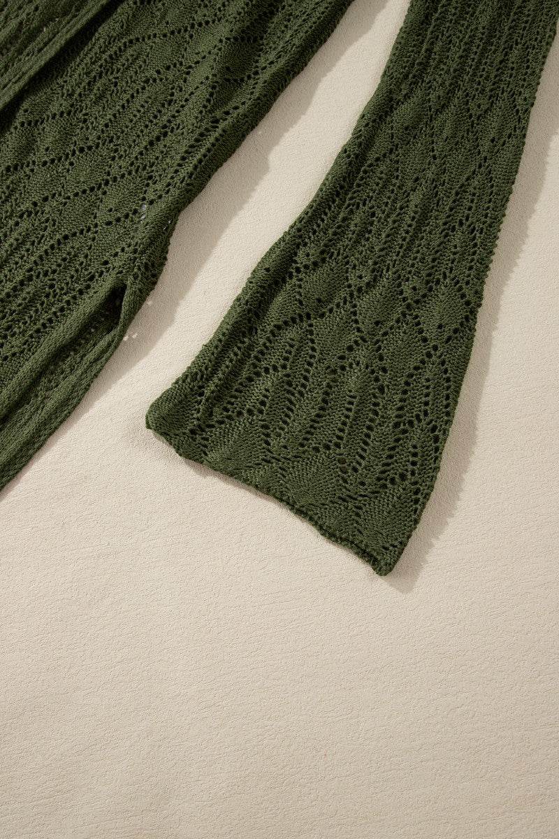 Openwork Open Front Long Sleeve Cardigan - DaTrendStore.Com