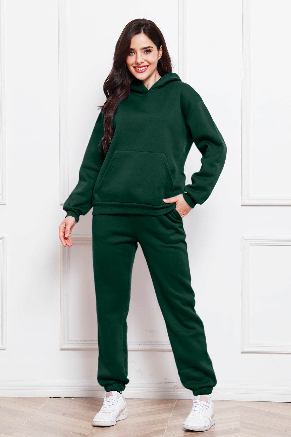 Drop Shoulder Long Sleeve Hoodie and Pants Set - DaTrendStore.Com