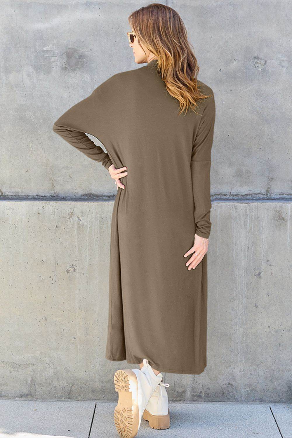 Basic Bae Full Size Open Front Long Sleeve Cover Up - DaTrendStore.Com