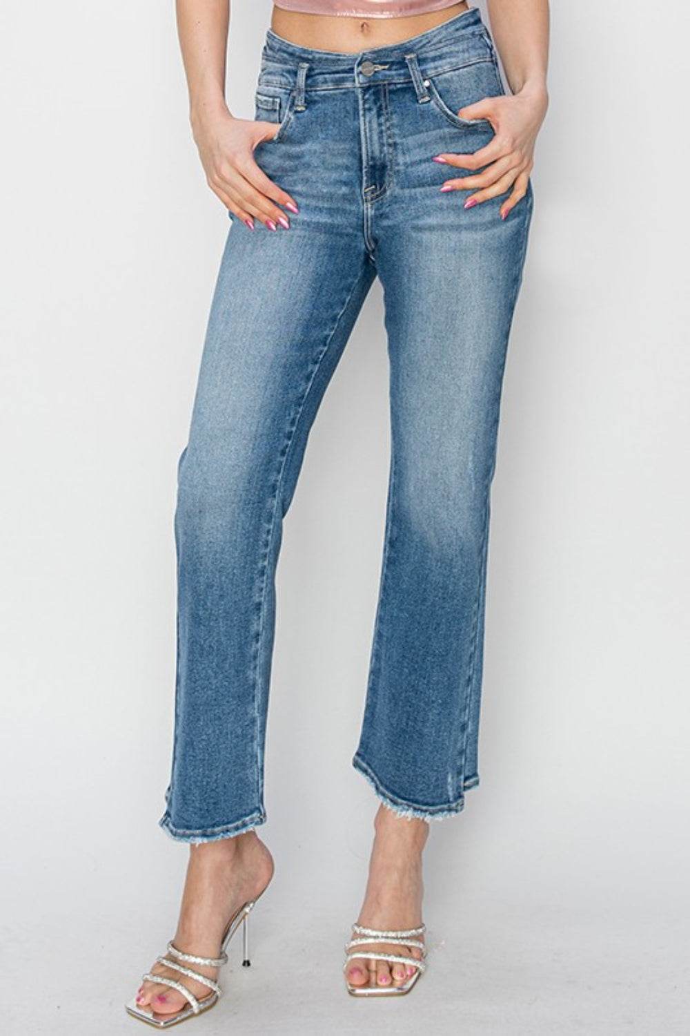 RISEN High Rise Slim Straight Jeans - DaTrendStore.Com