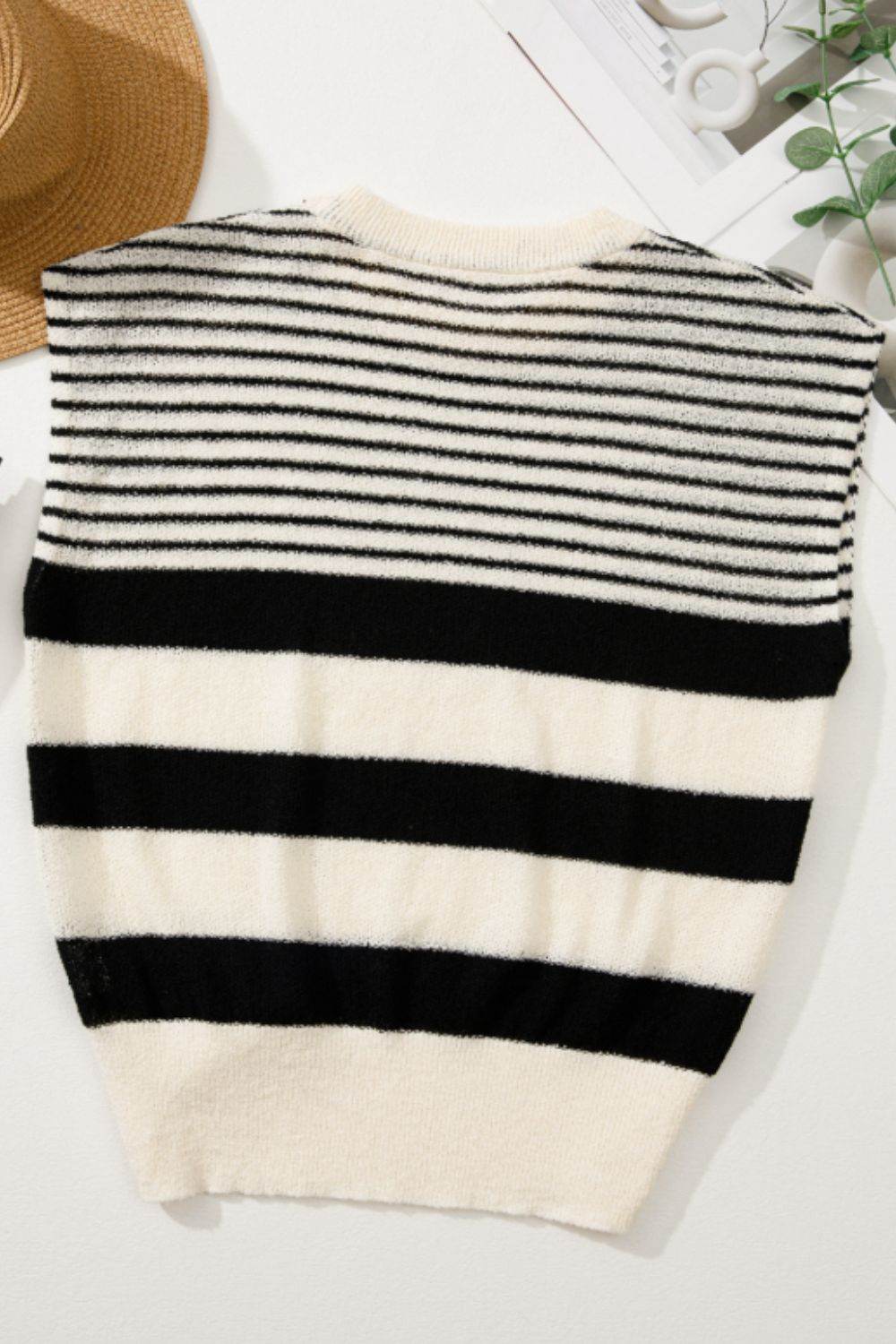 Striped Round Neck Sweater Vest - DaTrendStore.Com